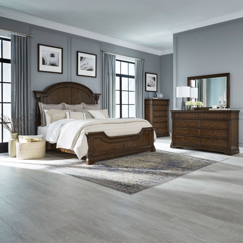 Arden Road King Poster Bed, Dresser & Mirror, Chest 512BRKPSDMC