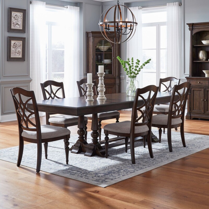 Arden Road 7 Piece Trestle Table Set 512DR7TRS