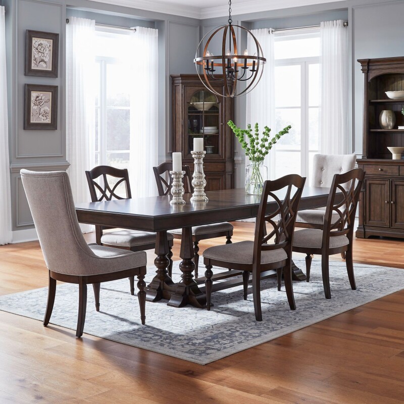 Arden Road Alt 7 Piece Trestle Table Set 512DRA7TRS