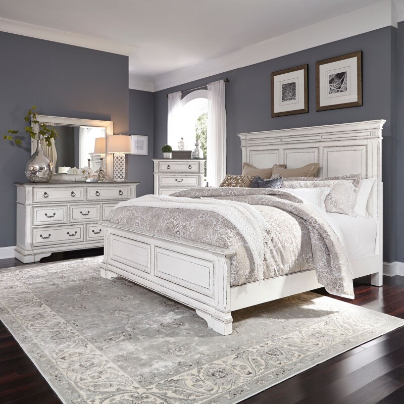 Abbey Park King California Panel Bed, Dresser & Mirror, Chest 520BRCPBDMC