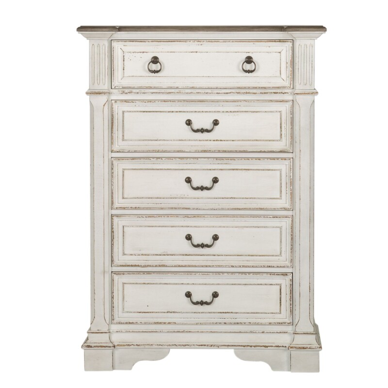Abbey Park King California Panel Bed, Dresser & Mirror, Chest, Night Stand 520BRCPBDMCN
