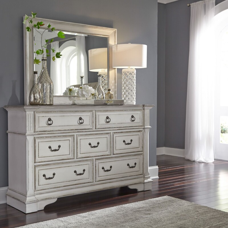 Abbey Park King California Sleigh Bed, Dresser & Mirror, Chest, Night Stand 520BRCSLDMCN