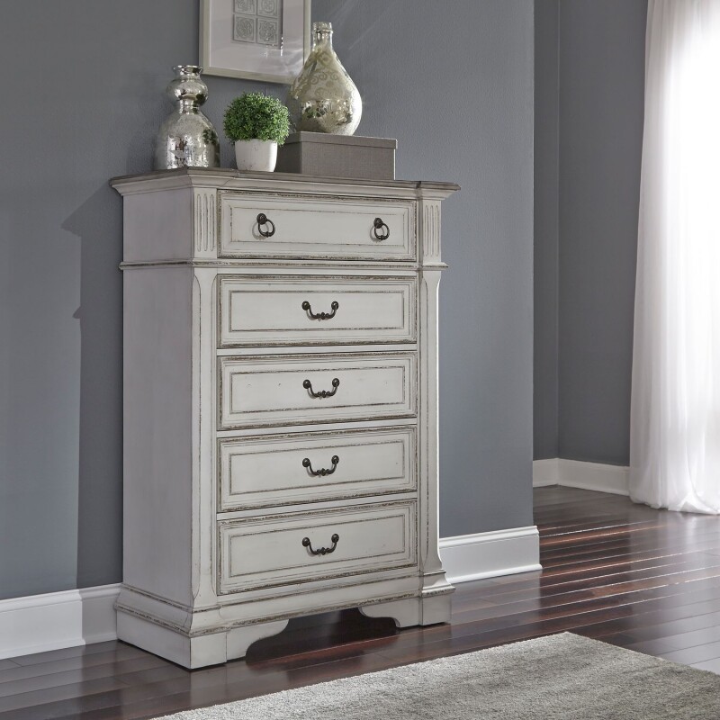 Abbey Park King California Sleigh Bed, Dresser & Mirror, Chest, Night Stand 520BRCSLDMCN