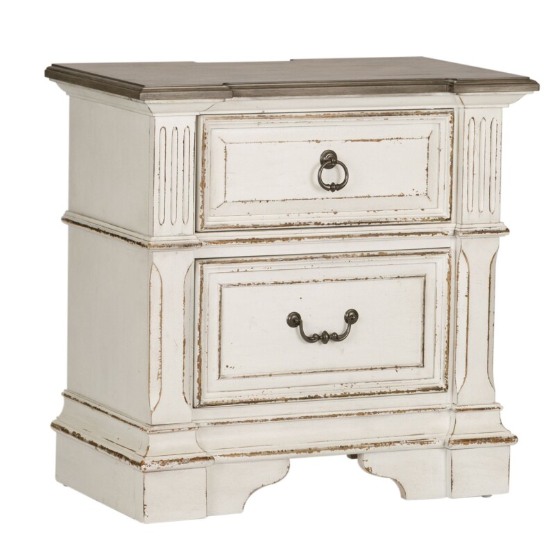 Abbey Park King Panel Bed, Dresser & Mirror, Chest, Night Stand 520BRKPBDMCN