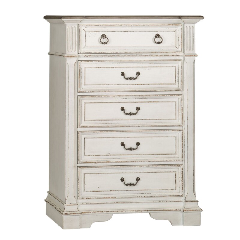 Abbey Park King Uph Sleigh Bed, Dresser & Mirror, Chest, Night Stand 520BRKUSLDMCN