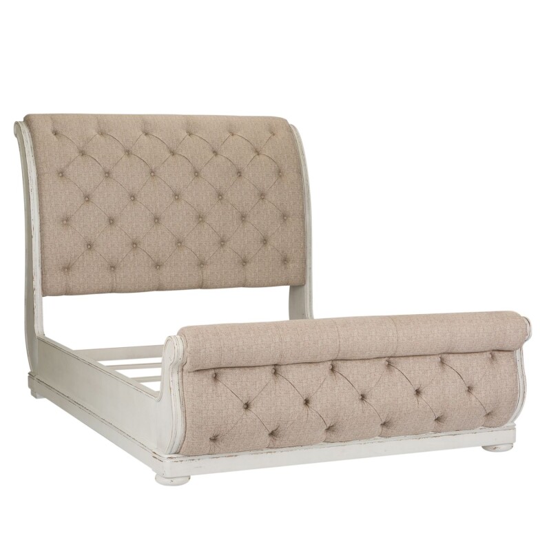 Abbey Park Queen Uph Sleigh Bed, Dresser & Mirror, Chest, Night Stand 520BRQUSLDMCN