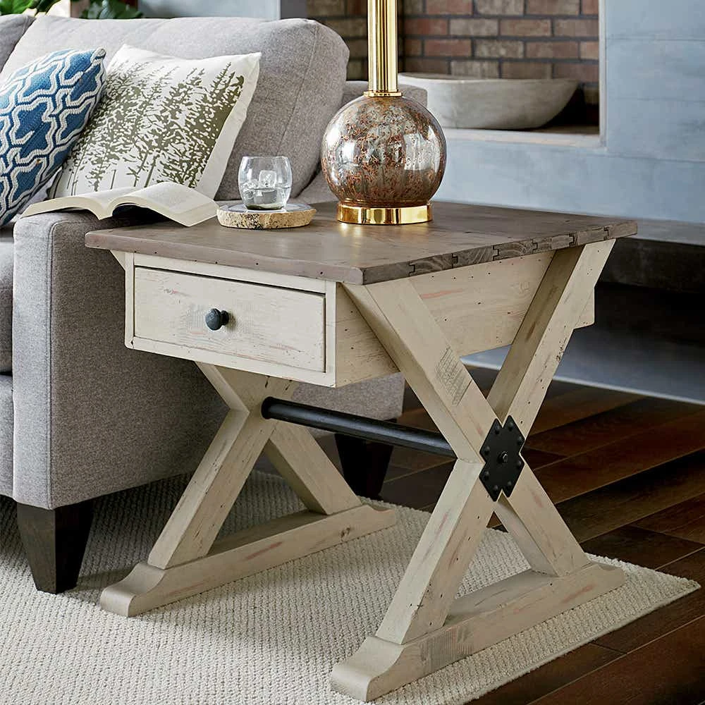 Reclamation Place Trestle Drawer End Table 523915W