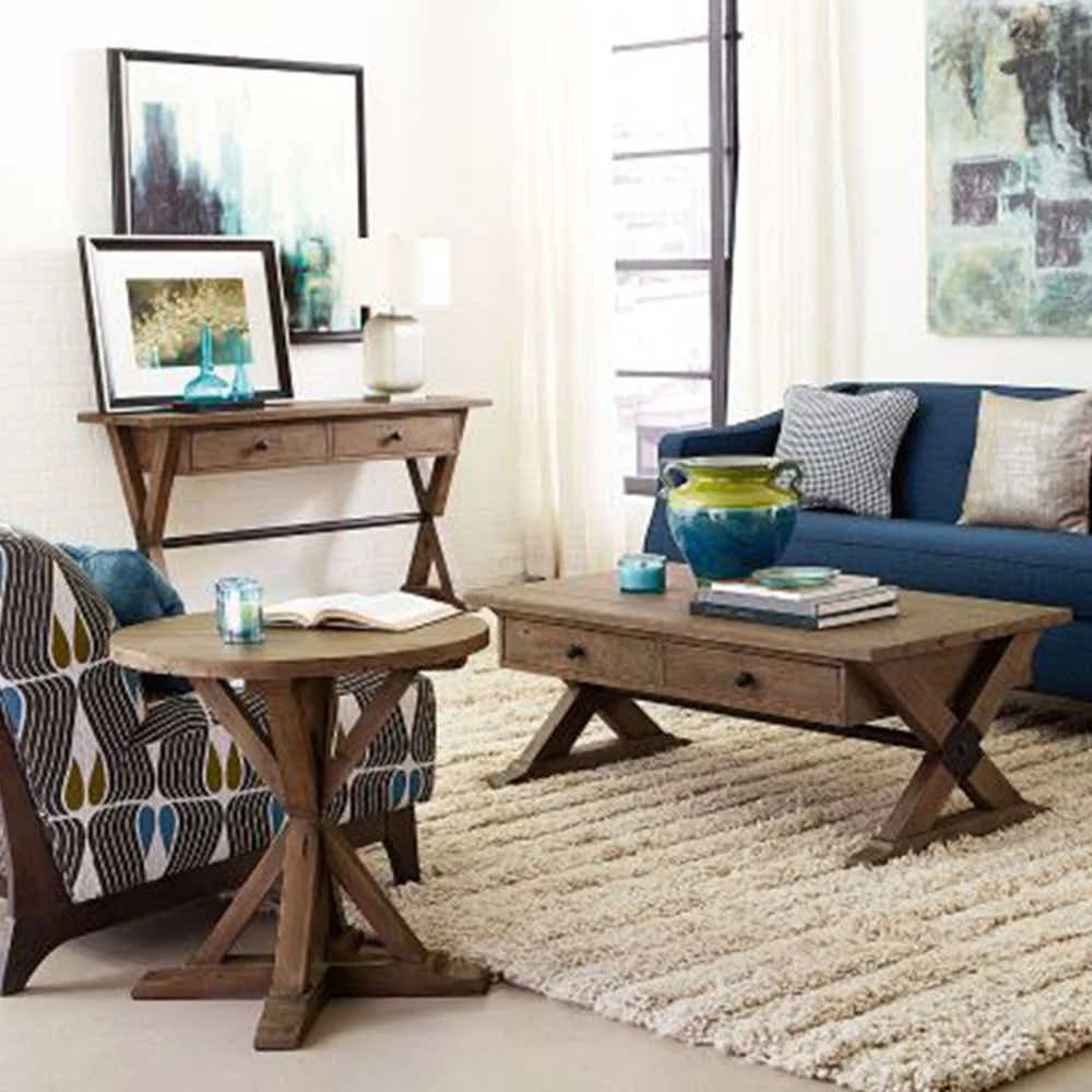 Reclamation Place Trestle Round End Table 523918