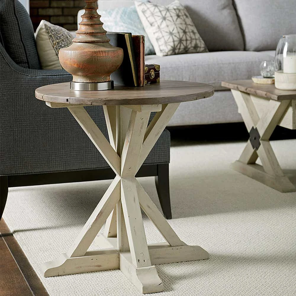 Reclamation Place Trestle Round End Table 523918W