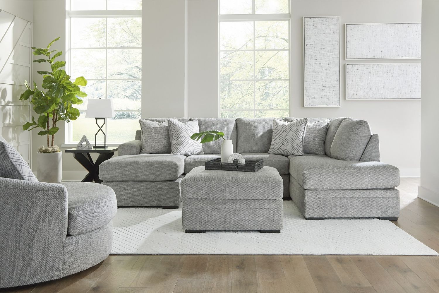 Casselbury Ottoman With Storage In Cement 5290611