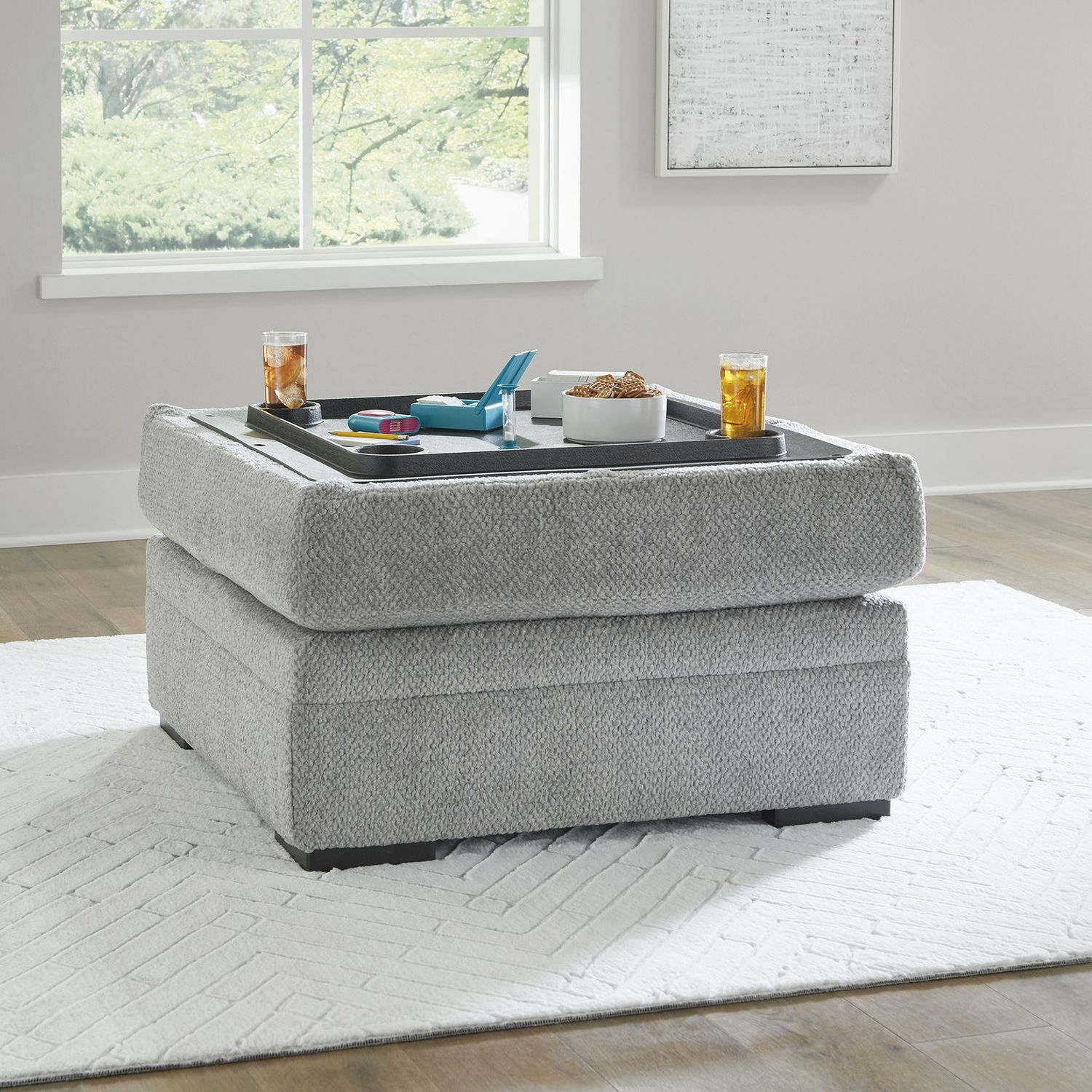 Casselbury Ottoman With Storage In Cement 5290611