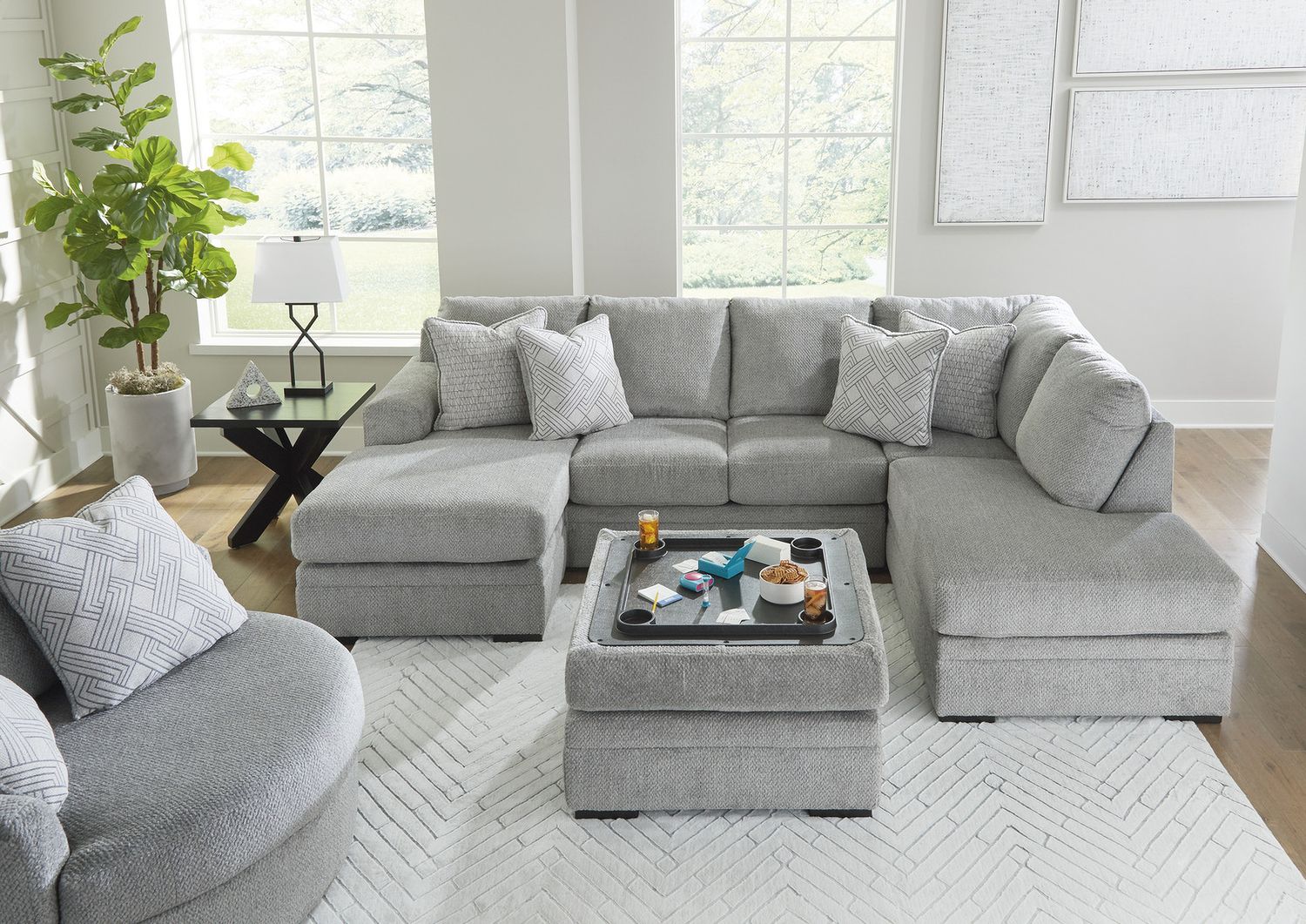 Casselbury Ottoman With Storage In Cement 5290611