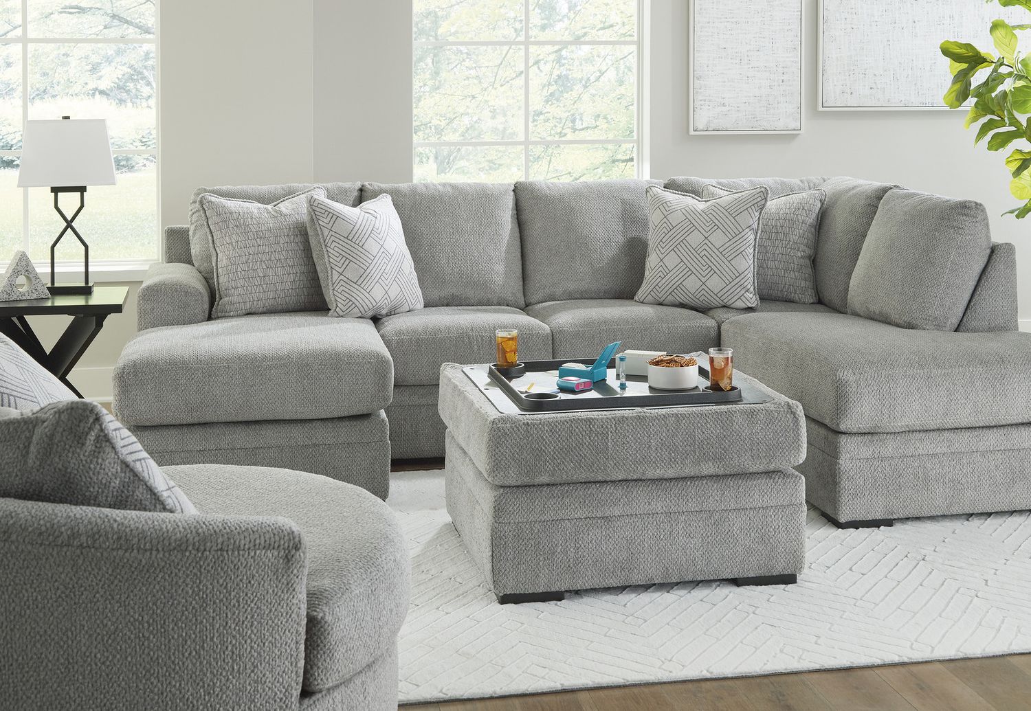 Casselbury Ottoman With Storage In Cement 5290611