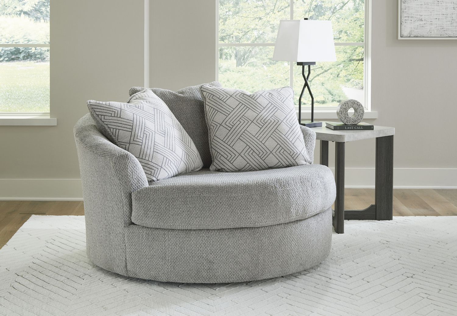 Casselbury Oversized Swivel Accent Chair In Cement 5290621