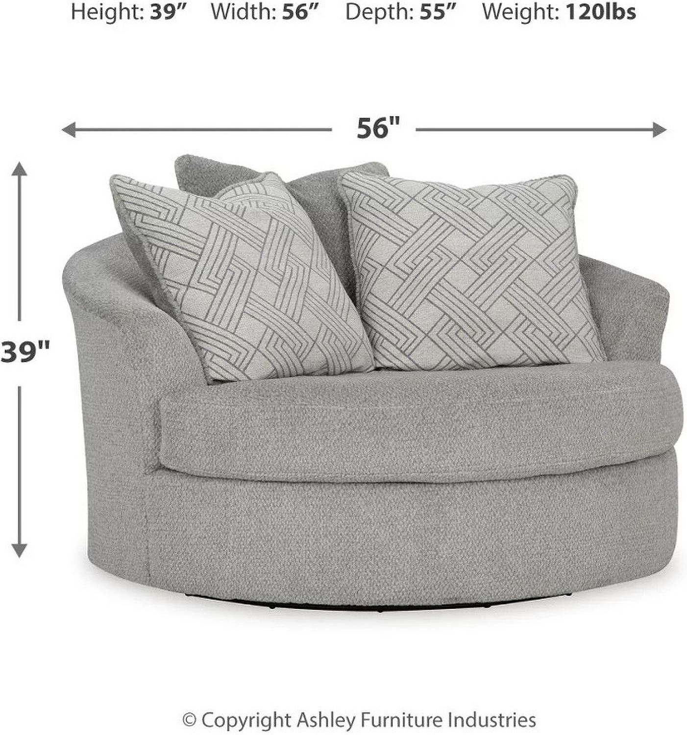 Casselbury Oversized Swivel Accent Chair In Cement 5290621
