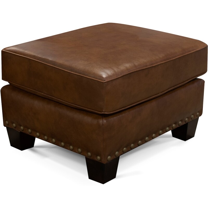 Salem Leather Ottoman With Nails 5307ALN