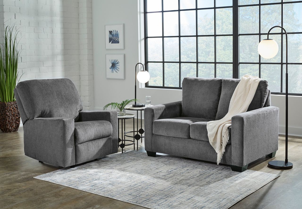 Rannis Twin Sofa Sleeper and Recliner In Pewter 53602U2