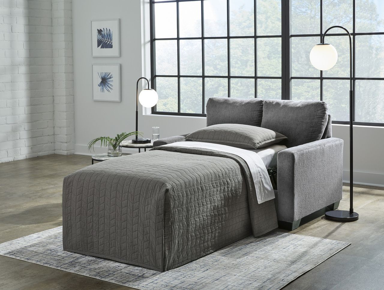 Rannis Twin Sofa Sleeper and Recliner In Pewter 53602U2