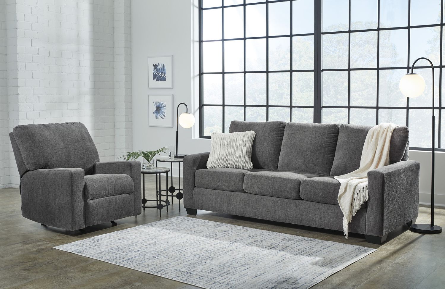 Rannis Twin Sofa Sleeper and Recliner In Pewter 53602U2