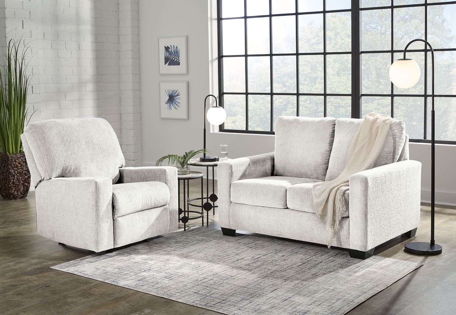 Rannis Twin Sofa Sleeper and Recliner In Snow 53603U1