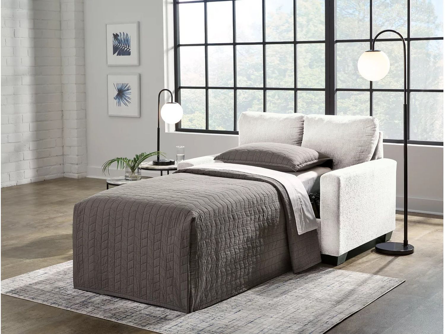 Rannis Twin Sofa Sleeper and Recliner In Snow 53603U1