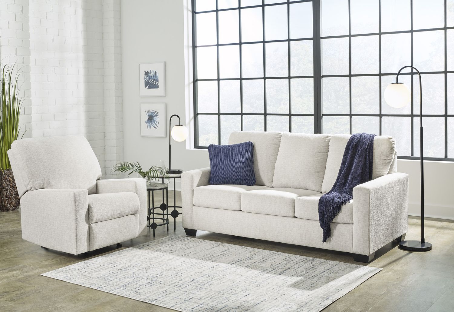 Rannis Twin Sofa Sleeper and Recliner In Snow 53603U1