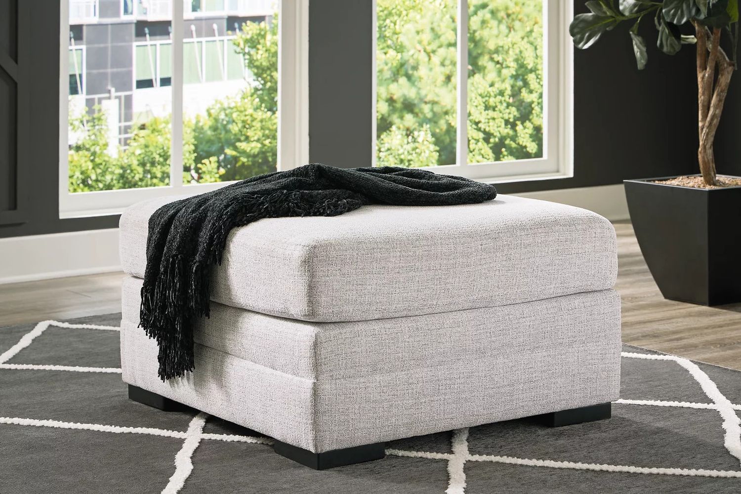 Koralynn Oversized Accent Ottoman In Stone 5410208