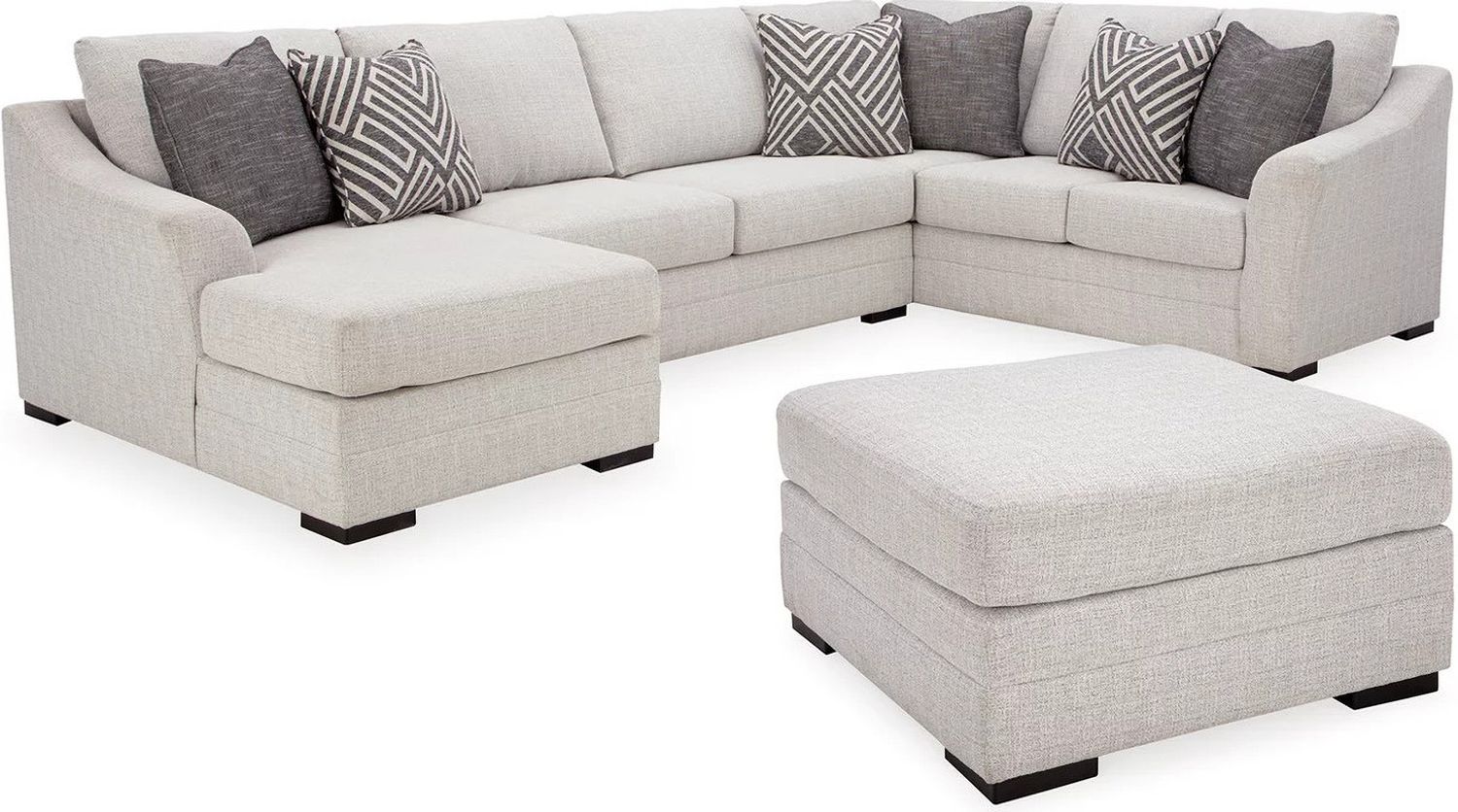 Koralynn 3-Piece Sectional and Oversized Accent Ottoman In Stone 54102U1