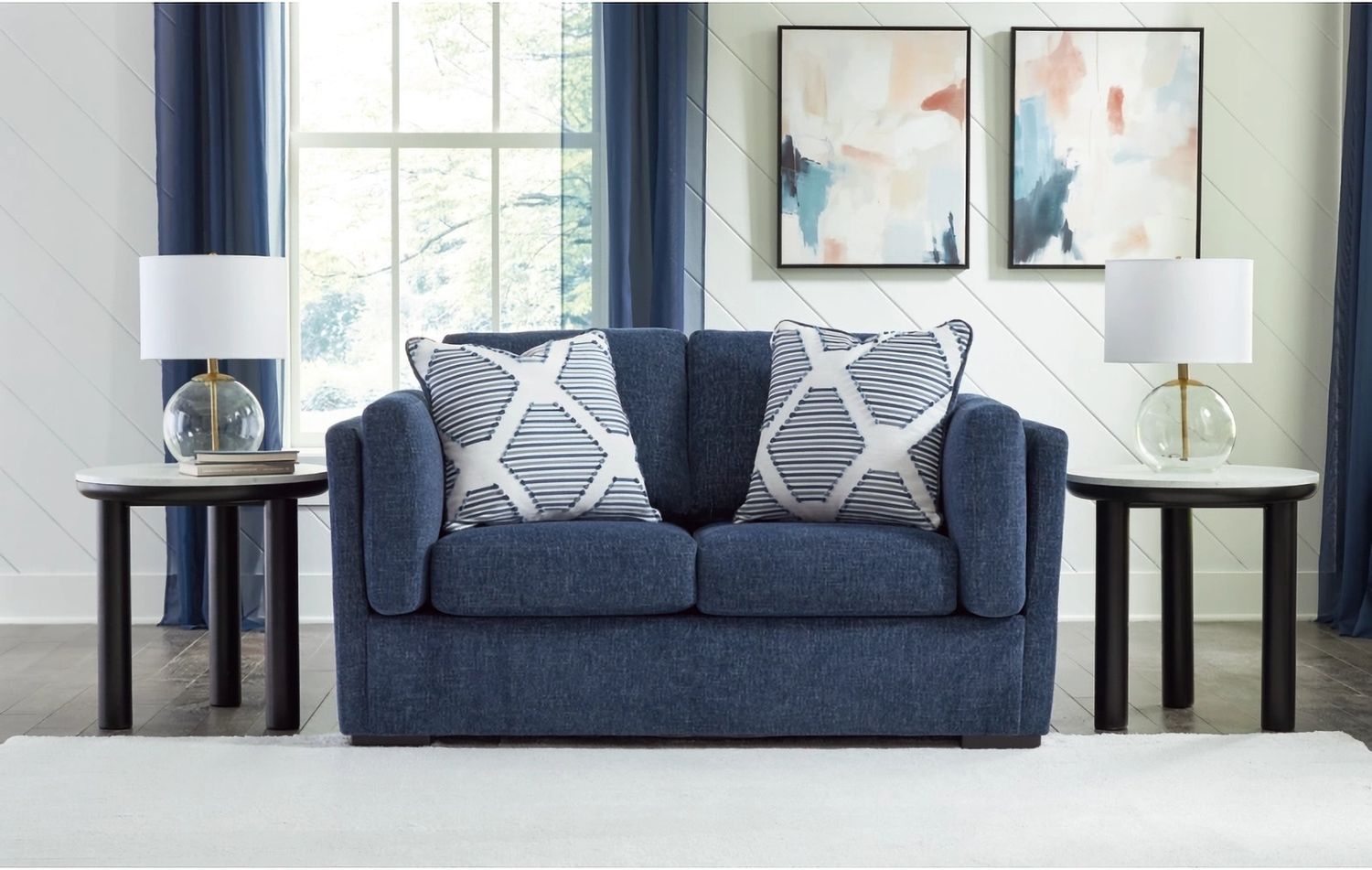 Evansley Loveseat In Navy 5450235