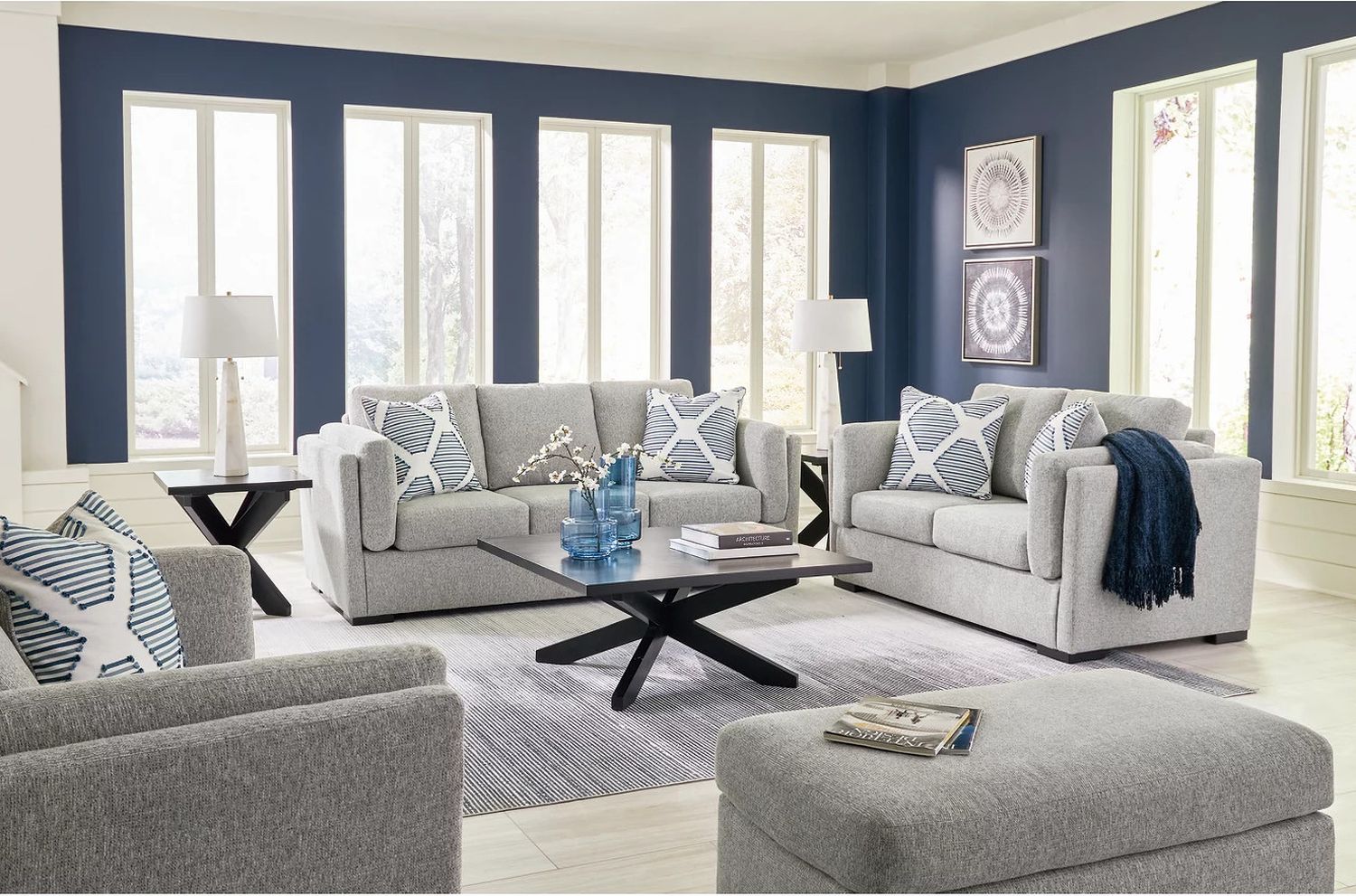 Evansley Living Room Set In Pewter 54503U2