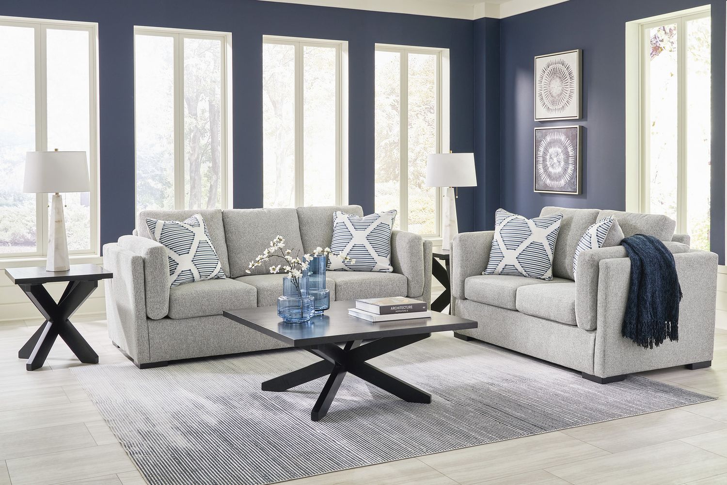 Evansley Living Room Set In Pewter 54503U2