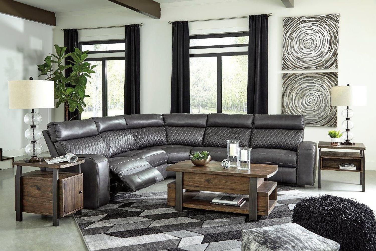 Samperstone 5-Piece Power Reclining Sectional In Gray 55203S1