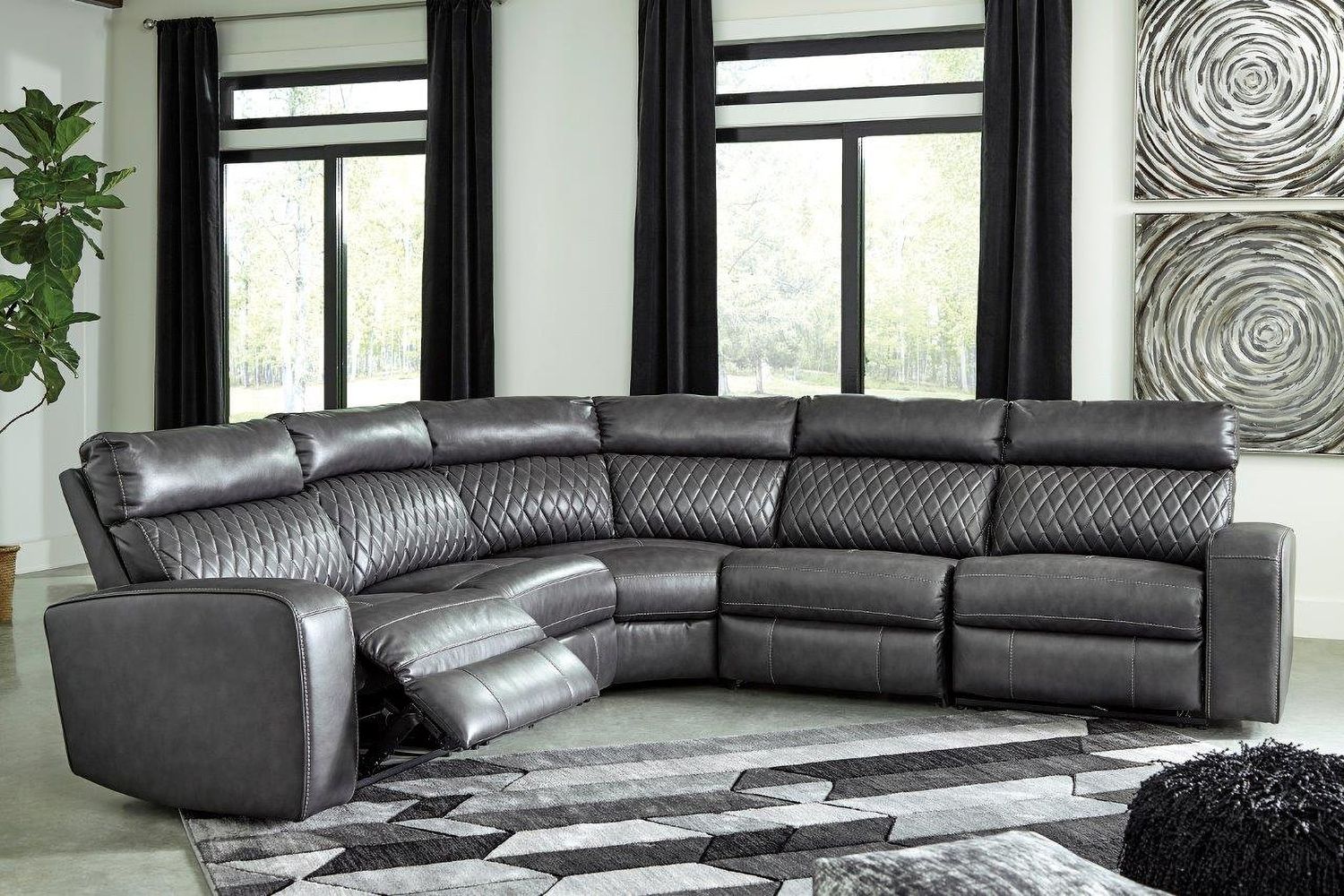 Samperstone 5-Piece Power Reclining Sectional In Gray 55203S1