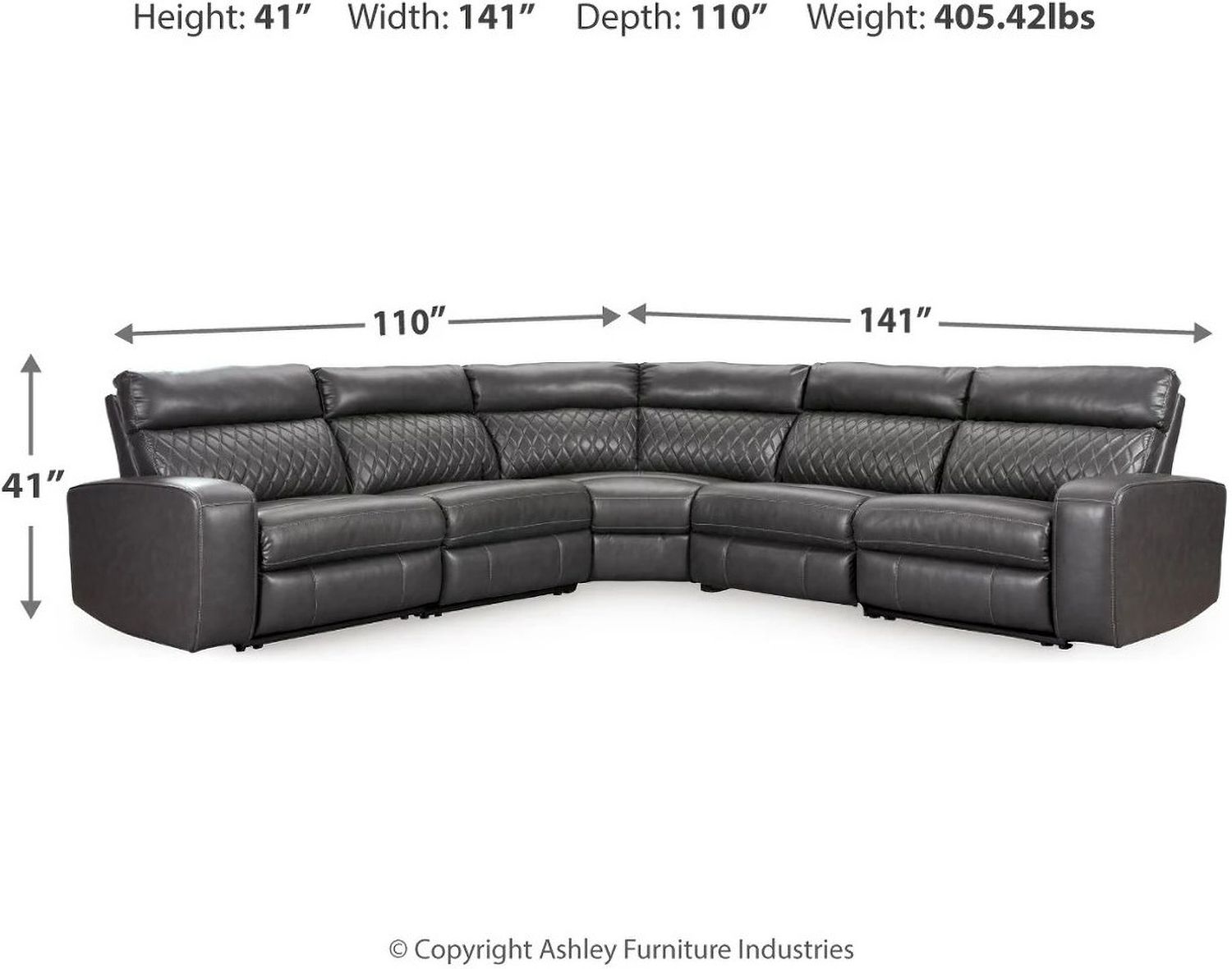 Samperstone 5-Piece Power Reclining Sectional In Gray 55203S1