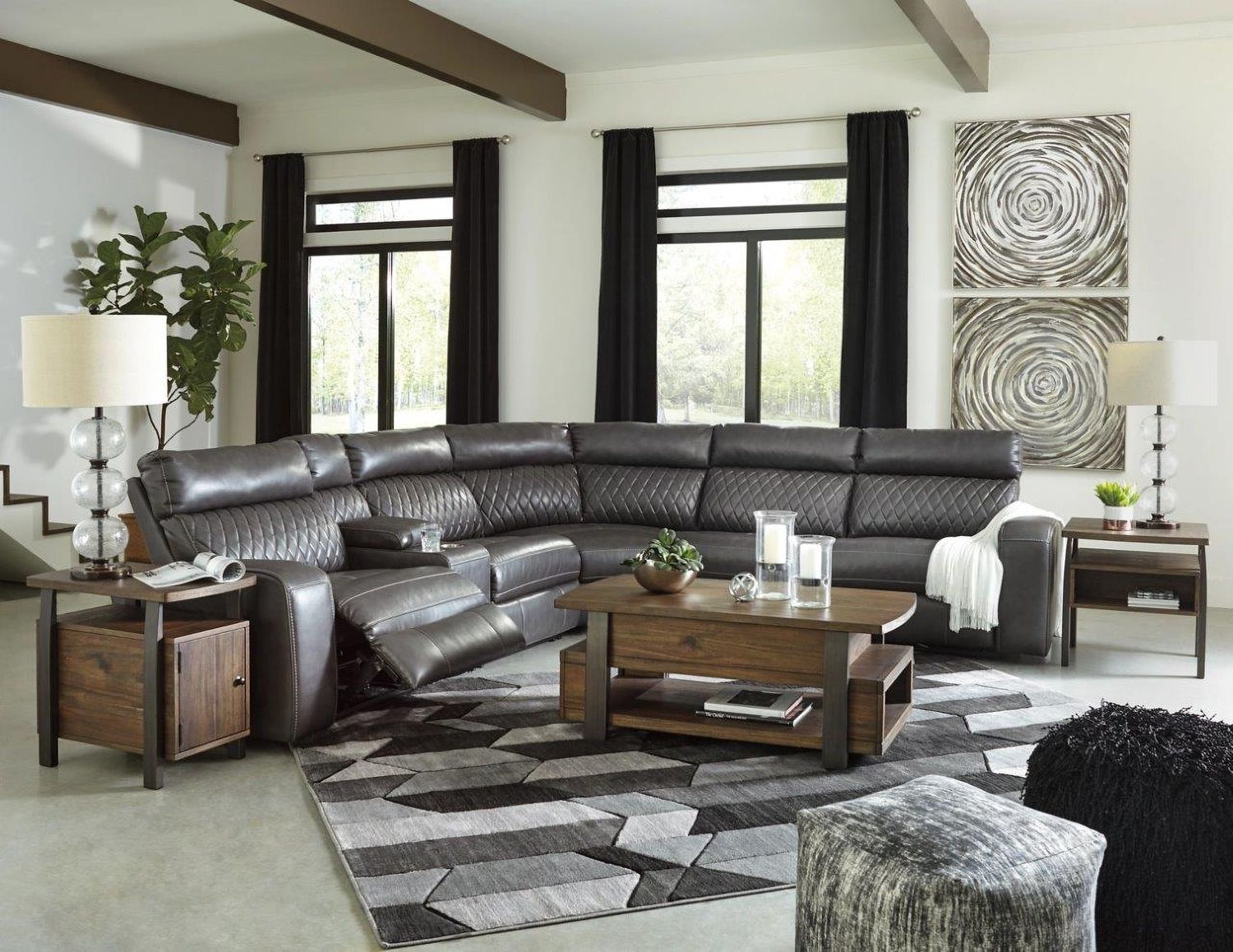 Samperstone 6-Piece Power Reclining Sectional In Gray 55203S2