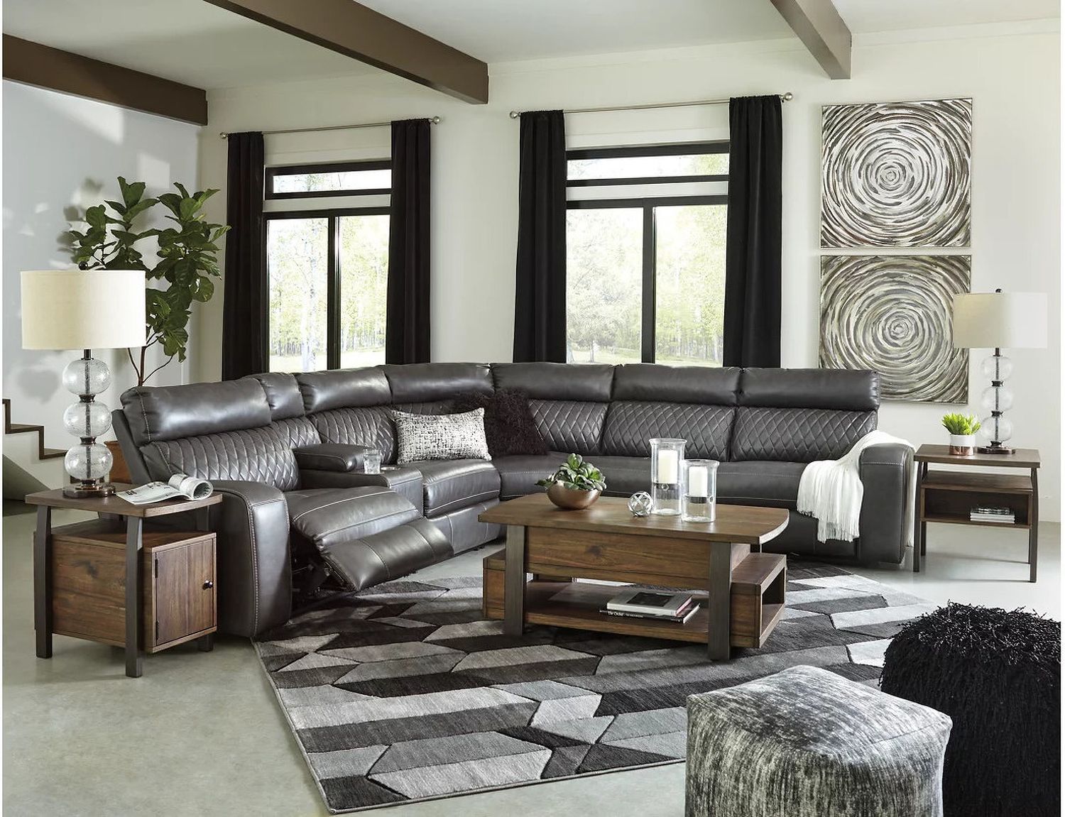 Samperstone 6-Piece Power Reclining Sectional In Gray 55203S2