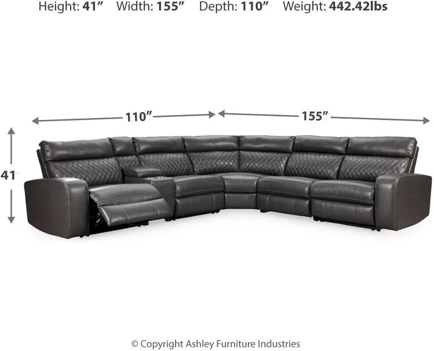 Samperstone 6-Piece Power Reclining Sectional In Gray 55203S2