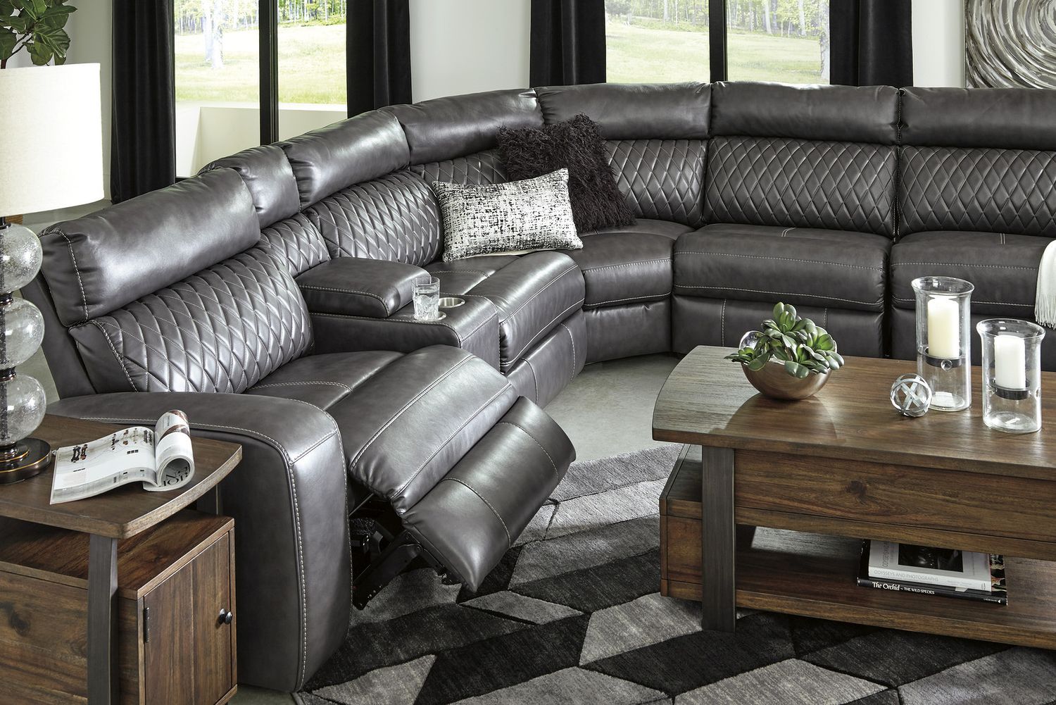 Samperstone 6-Piece Power Reclining Sectional In Gray 55203S2