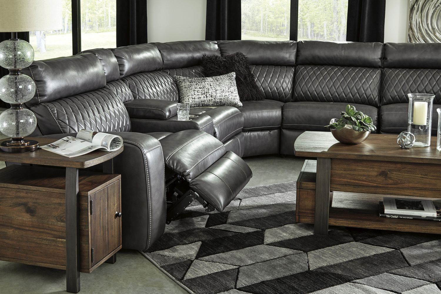 Samperstone 6-Piece Power Reclining Sectional In Gray 55203S2