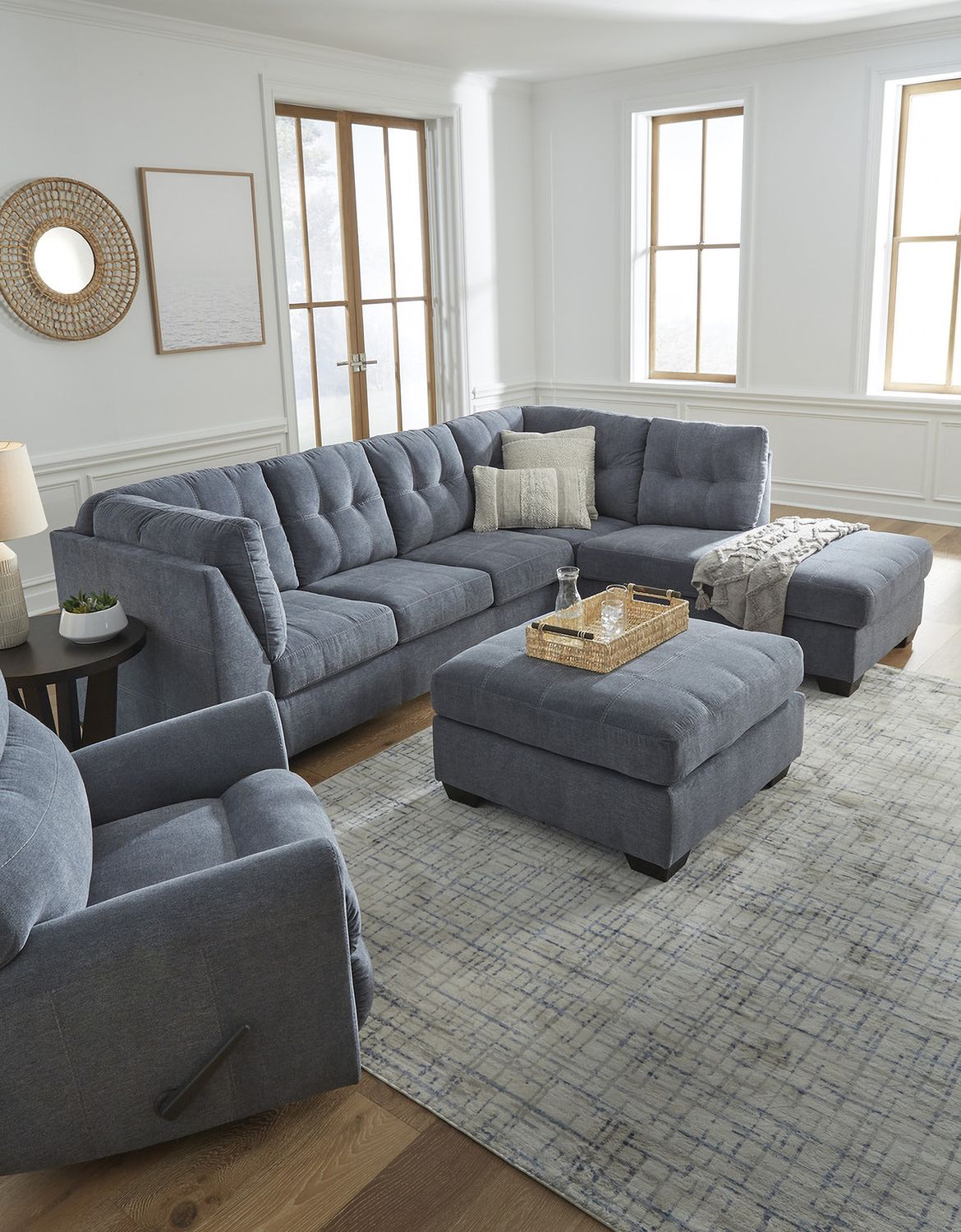 Marelton Oversized Accent Ottoman In Denim 5530308