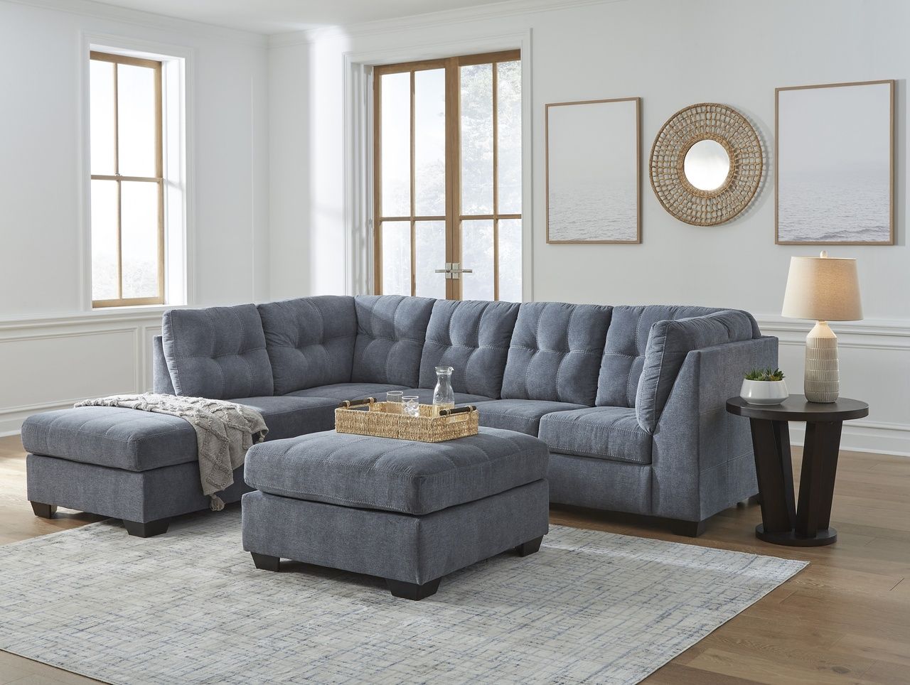Marelton Oversized Accent Ottoman In Denim 5530308