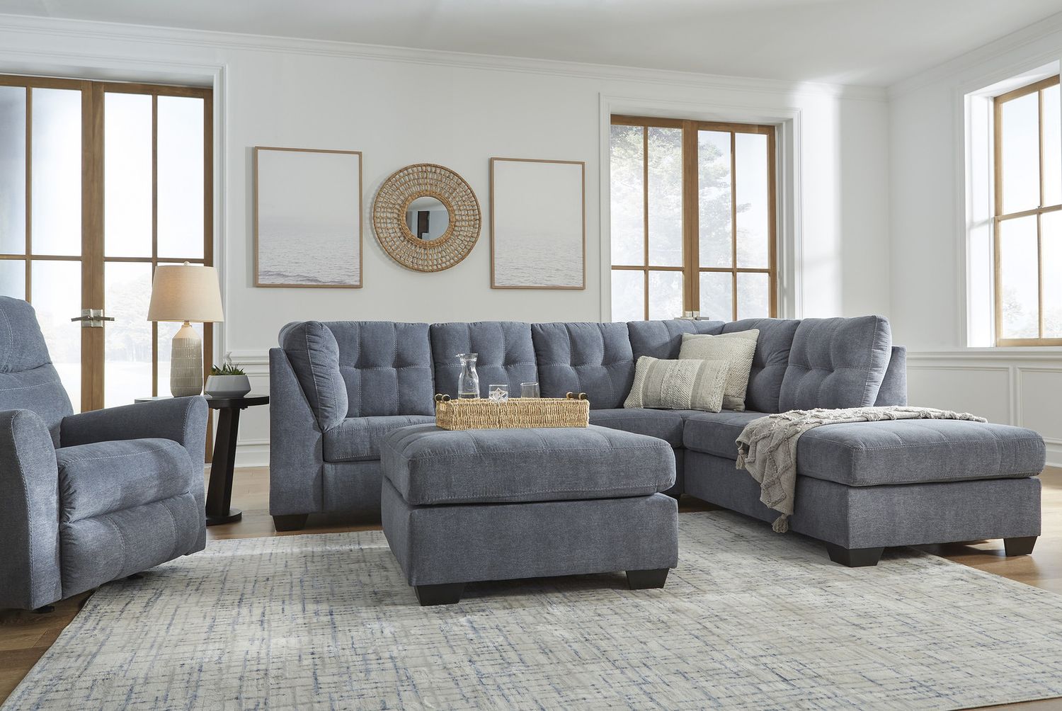 Marelton Oversized Accent Ottoman In Denim 5530308