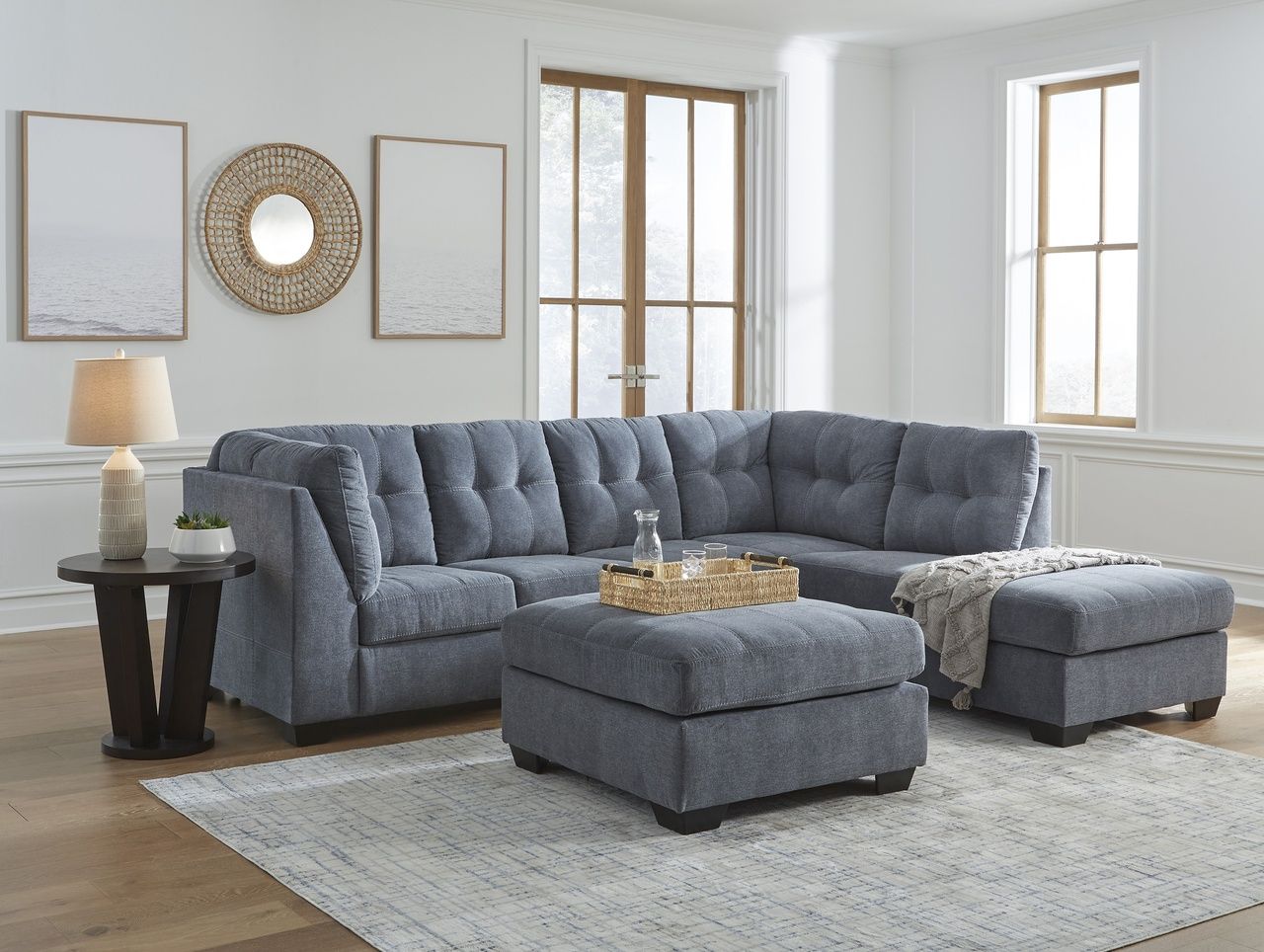Marelton Oversized Accent Ottoman In Denim 5530308