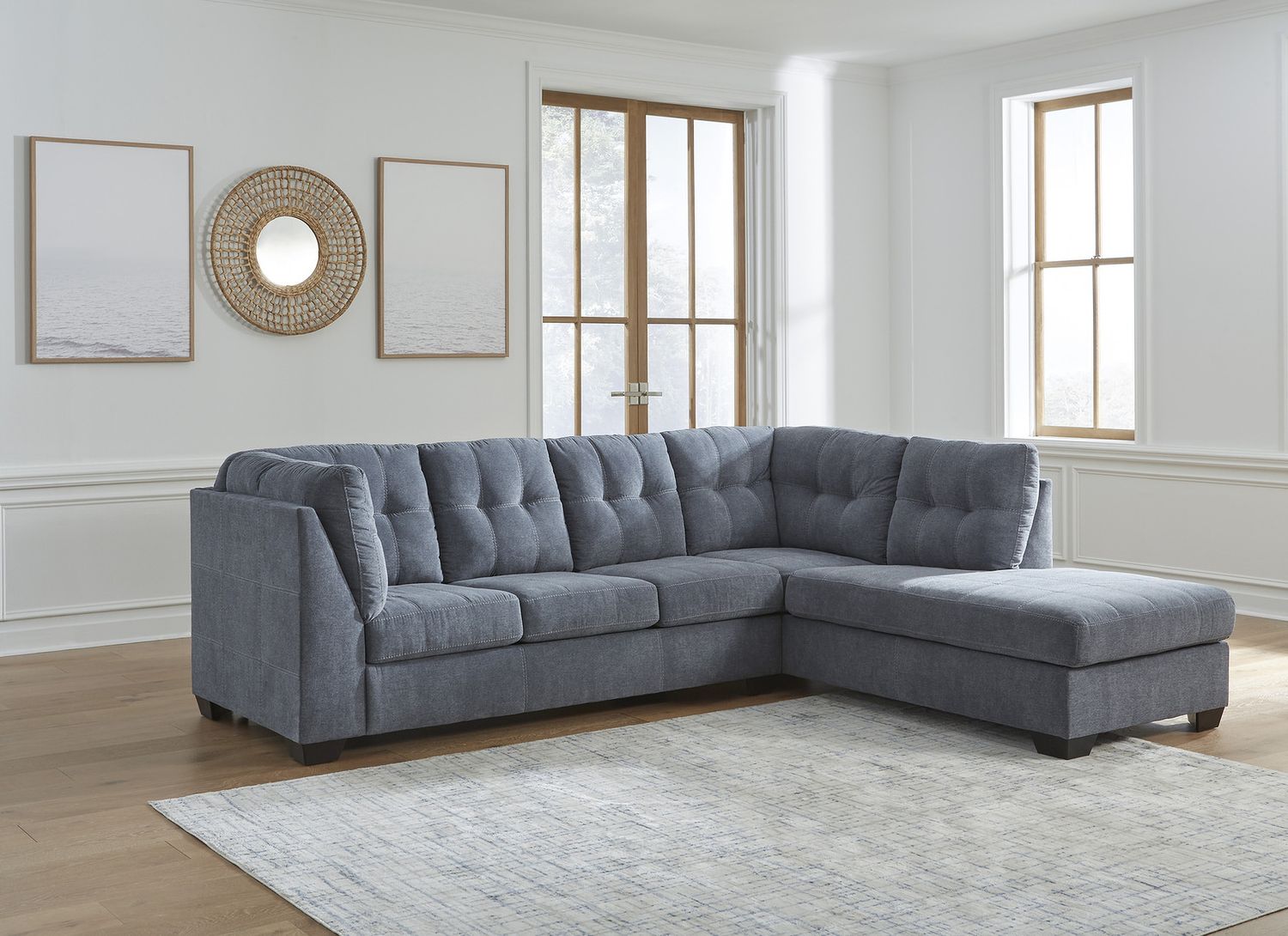 Marrelton 2-Piece RAF Sectional With Chaise In Denim 55303S2