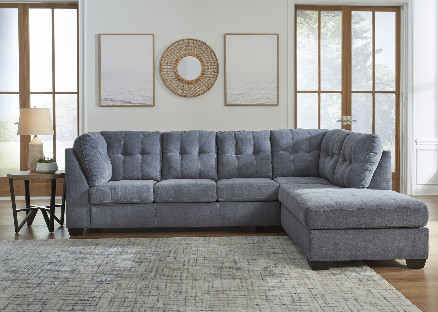 Marrelton 2-Piece RAF Sectional With Chaise In Denim 55303S2