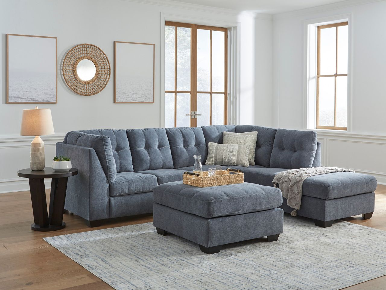 Marrelton 2-Piece RAF Sectional With Chaise In Denim 55303S2