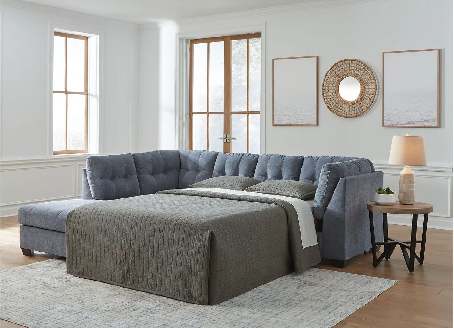 Marleton 2-Piece LAF Sleeper Sectional With Chaise In Denim 55303S3