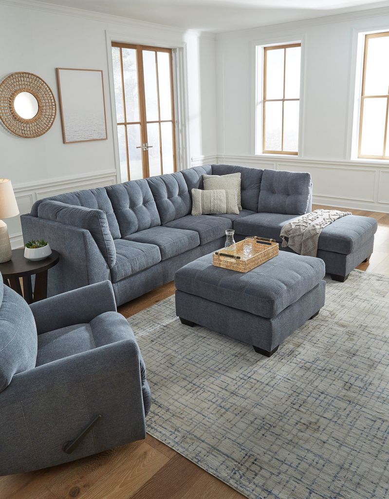 Marleton 2-Piece RAF Sleeper Sectional With Chaise In Denim 55303S4