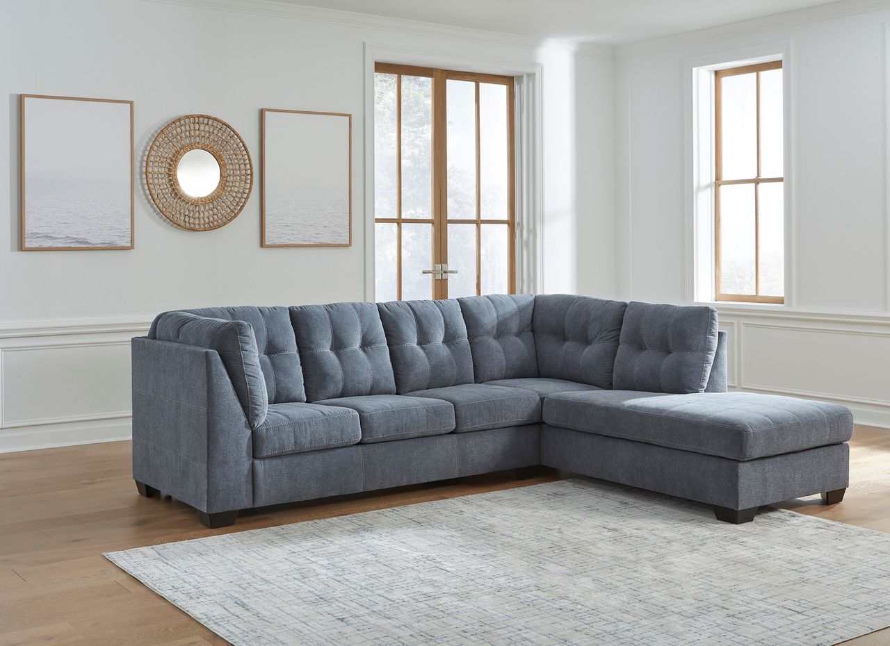 Marleton 2-Piece RAF Sleeper Sectional With Chaise In Denim 55303S4