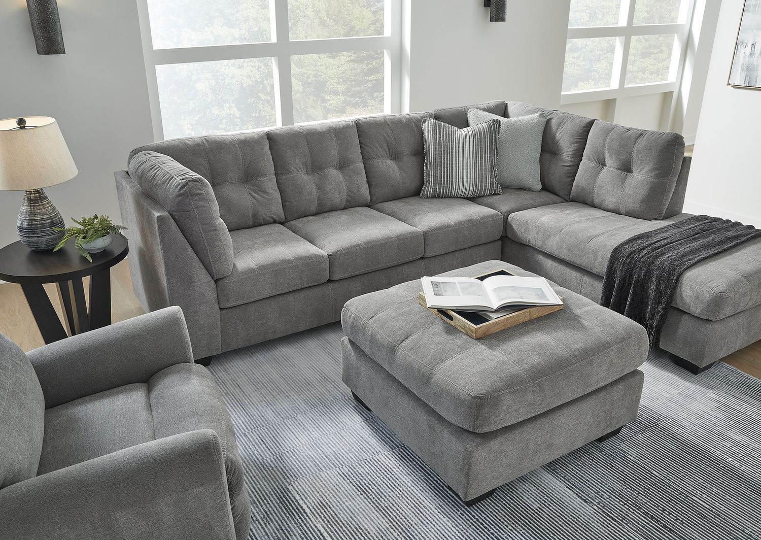 Marelton Oversized Accent Ottoman In Gray 5530508